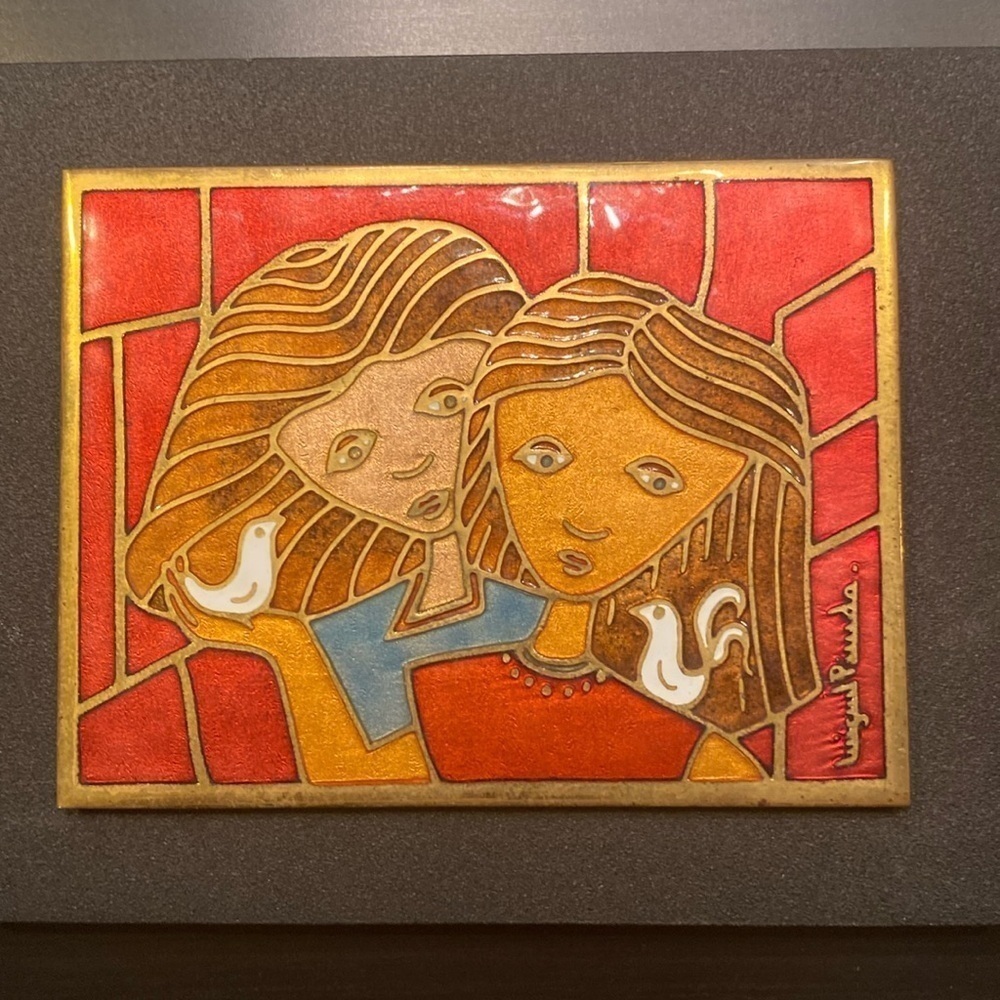 SUPERB Vintage 1960s Miguel Pineda Handmade Copper Enamel Mexican plaque
